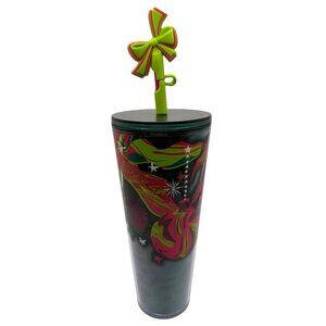 Starbucks 2023 Holiday Cold Cup‎ Tumbler 24 Ounce Silicon Bow Straw Topper NWT